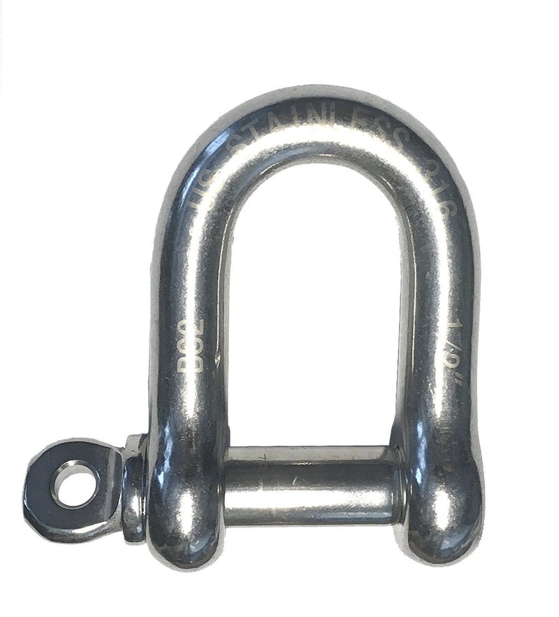 US Stainless Stainless Steel 316 Forged D Shackle Marine Grade 1/2" Dee (12mm) - Image 1